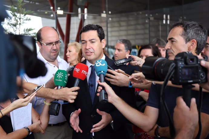 El presidente del PP-A, Juanma Moreno en Málaga