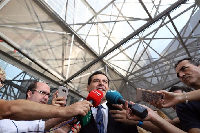 El presidente del PP-A, Juanma Moreno, en Málaga