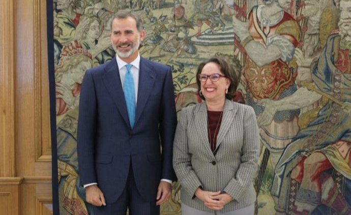 El Rey Felipe VI y la secretaria general iberoamericana, Rebeca Grynspan