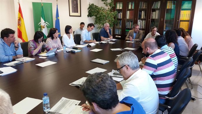 Algar (al fondo), preside la reunión del grupo de trabajo