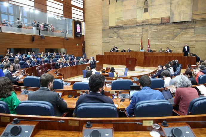 Imagen del pleno de la Asamblea de Madrid durante la investidura de Garrido