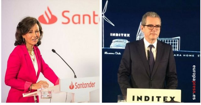 Ana Botín (Santander) y Pablo Isla (Inditex)