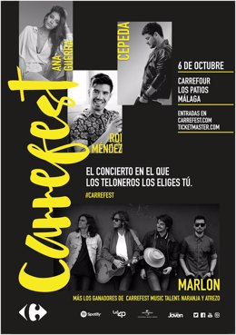 Cartel de artistas que participarán en Málaga en el festival Carrefest