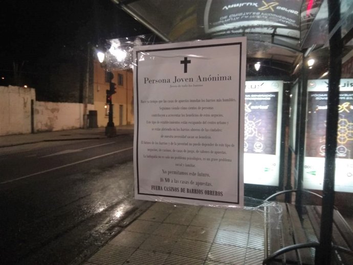 Esquela reivindicativa contra casas de apuesta en los barrios