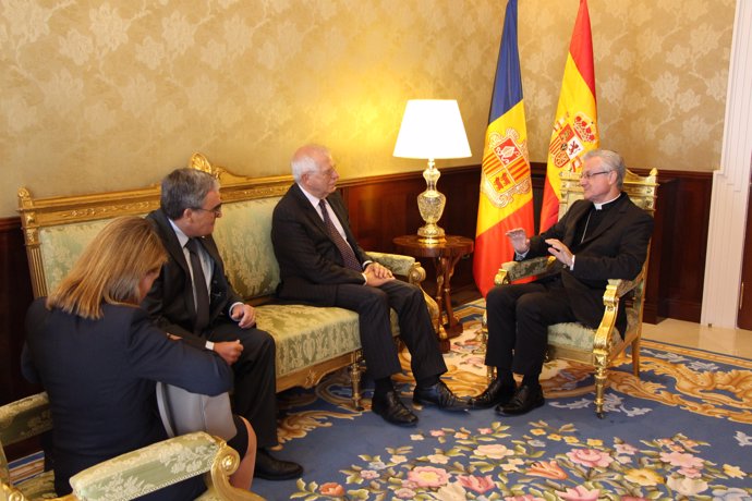 Ambaixador Angel Ros, ministre Josep Borrell, copríncipe Andorra Joan-Enric Vive