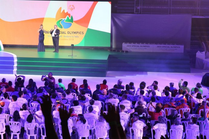 Gisela i Josep Fadó en la inauguració dels Special Olympics a Andorra