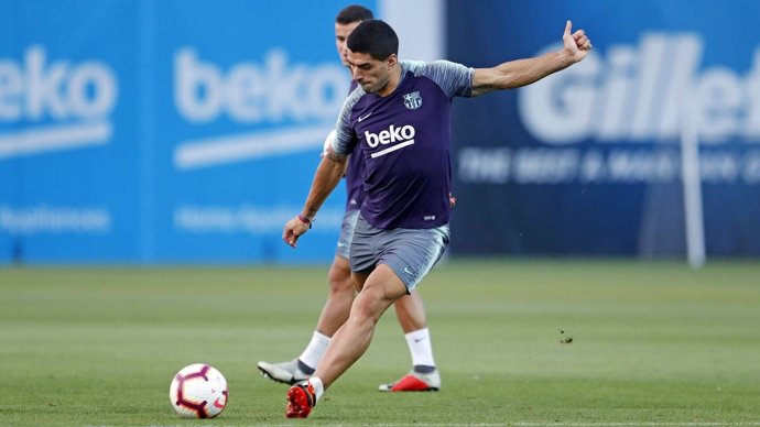 El jugador del FC Barcelona Luis Suárez en un entrenamiento