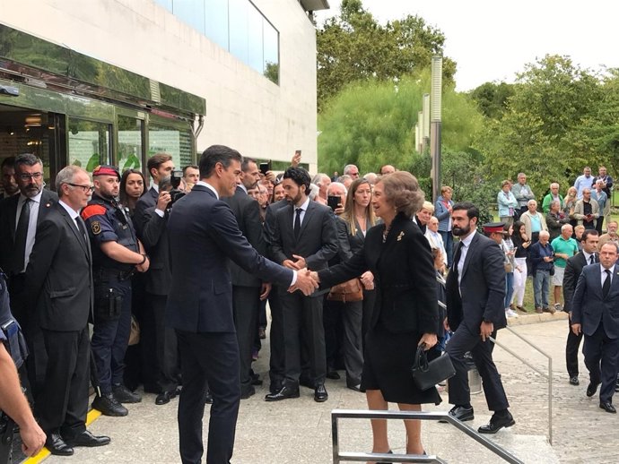 El president Pedro Sánchez i la Reina Sofia en el funeral de Montserrat Caballé