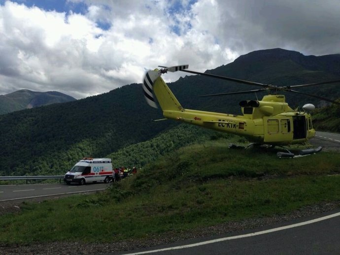 Ciclista evacuado en San Glorio por el helicóptero 