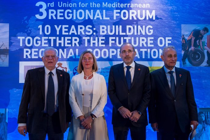 Josep Borrell y Federica Mogherini en el III Foro Regional de la UpM 