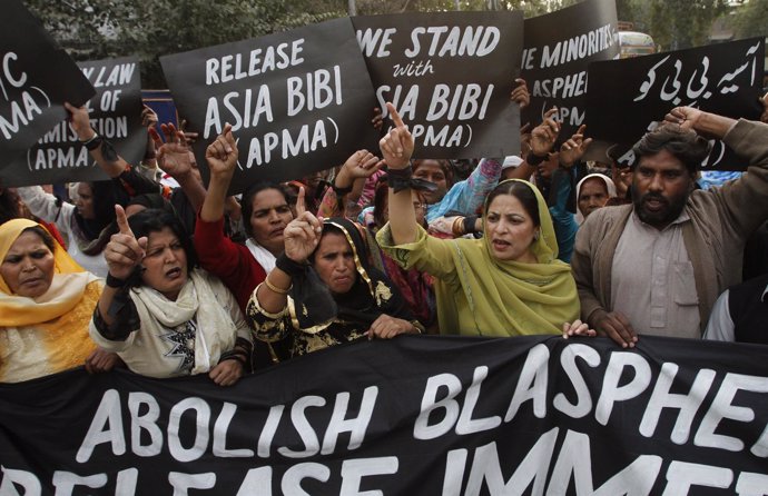 Manifestación contra la condena a muerte a Asia Bibi por blasfemia