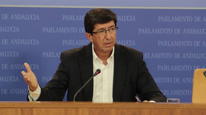 El líder andaluz de Cs, Juan Marín, en rueda de prensa