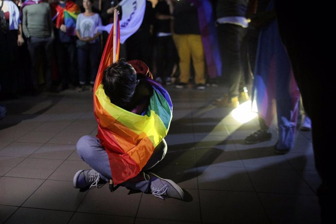 Activista LGTBI en Bucarest (Rumanía)