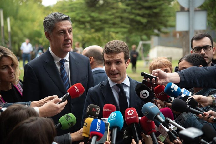 El presidente del PP, Pablo Casado, en el funeral de Montserrat Caballé