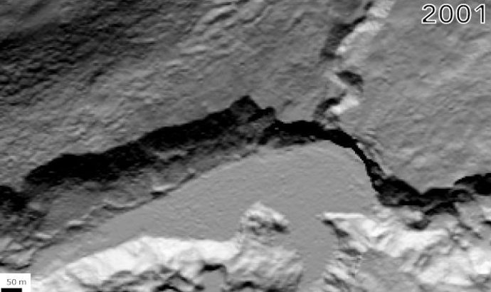 Aspecto de los valles secos de la Antártida desde satélite