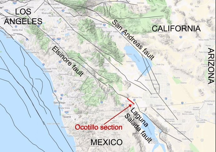 Nueva sección que enlaza fallas entre California y México 
