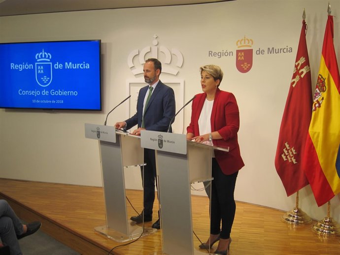 La portavoz del Gobierno murciano, Noelia Arroyo, en la rueda de prensa