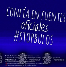Imagen de la Policía Nacional sobre los bulos tras las inundaciones
