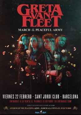 Cartel de Greta Van Fleet en Barcelona