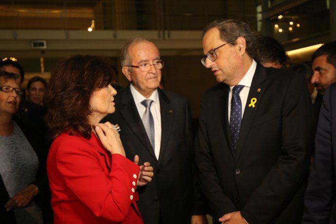 Vicepta. Carmen Calvo, Josep González (Pimec), Pres. Quim Torra