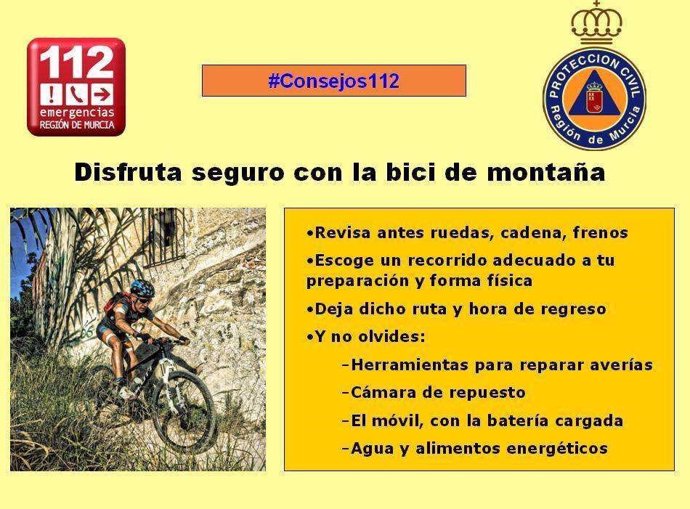 Consejos del 112 para salir en bicicleta
