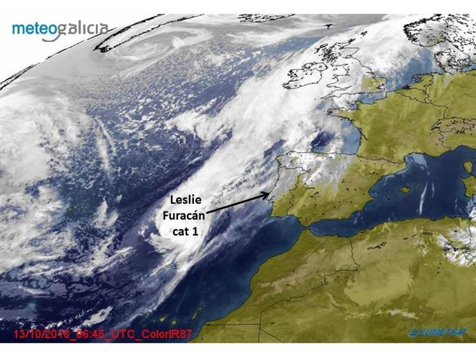 Situación del huracán Leslie, según Meteogalicia
