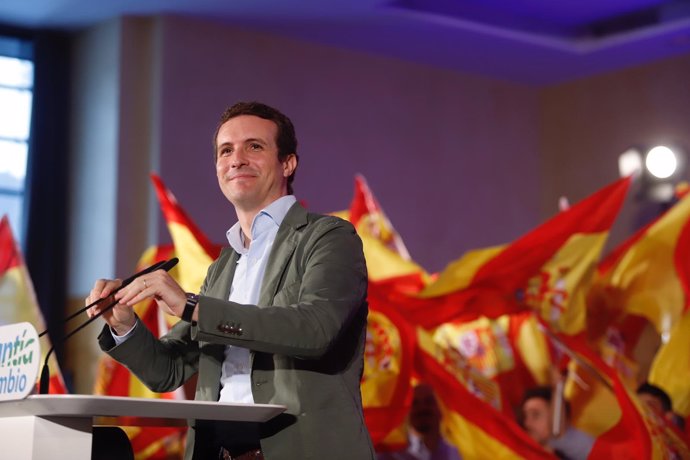 El presidente del PP, Pablo Casado, en un acto en Málaga