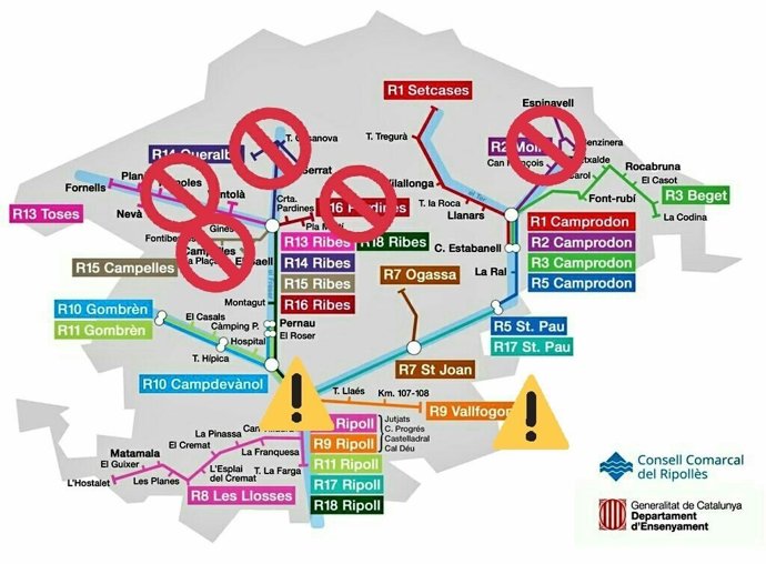 El temporal ha obligat a suspendre cinc línies de transport escolar 