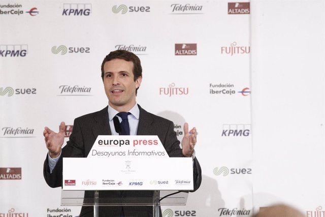 Pablo Casado, presidente del PP, protagoniza el Desayuno Informativo de Europa P