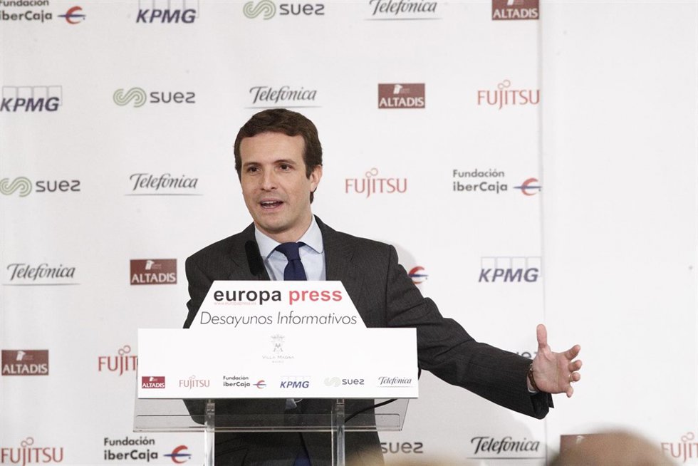 Pablo Casado, presidente del PP, protagoniza el Desayuno Informativo de Europa P