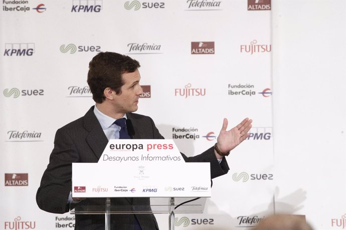 Pablo Casado, presidente del PP, protagoniza el Desayuno Informativo de Europa P