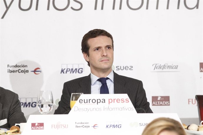 Pablo Casado, presidente del PP, protagoniza el Desayuno Informativo de Europa P