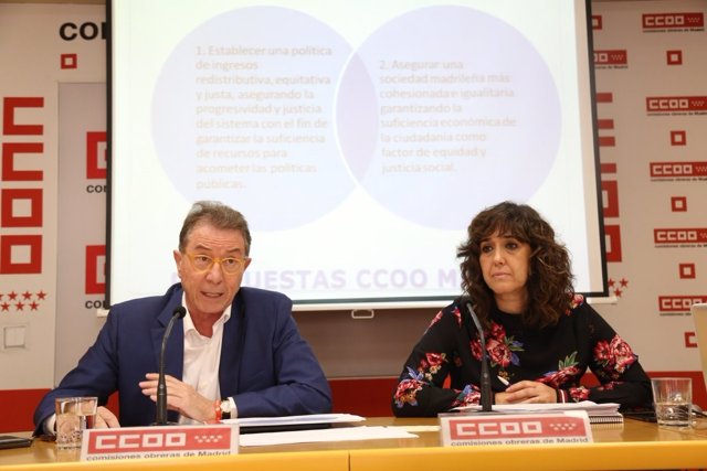 El secretario general de CCOO, Jaime Cedrún, y Ana González