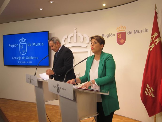 La portavoz del Gobierno regional, Noelia Arroyo, en la rueda de prensa