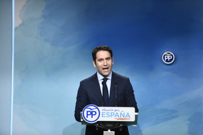 Roda de premsa de Teodoro García Egea, secretari general del Partit Popular