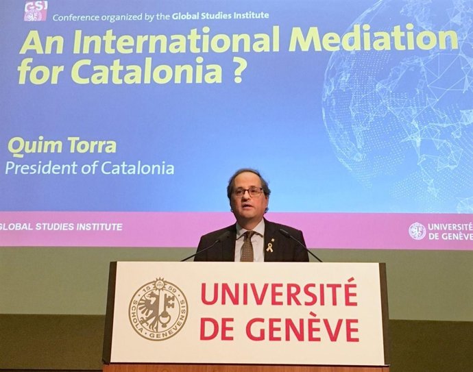 Conferència del pres. Quim Torra en Ginebra (Suïssa)