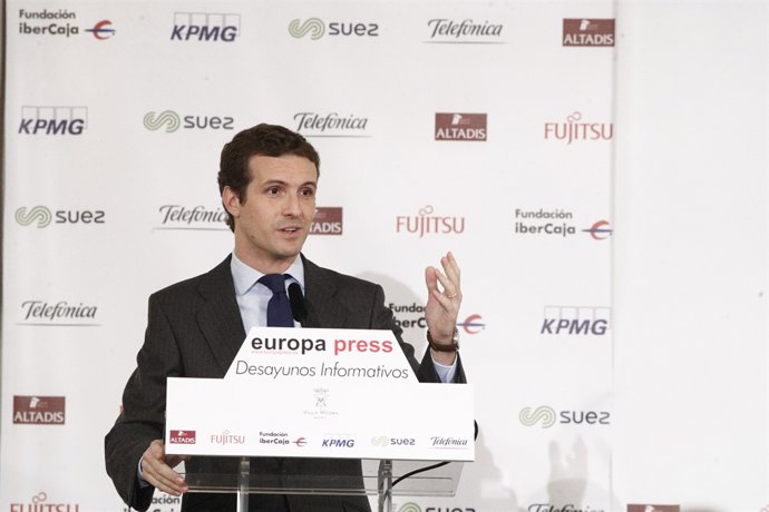 Pablo Casado, presidente del PP, protagoniza el Desayuno Informativo de Europa P