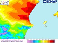 El 112 recibe 136 llamadas por un temporal que deja más de 35 l/m2 en puntos de Valencia y Alicante