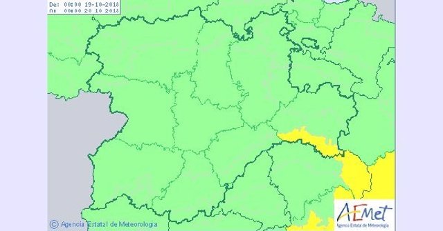 Mapa descriptivo del aviso de precipitaciones en Soria