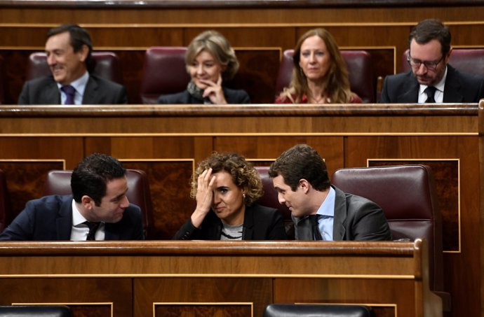 Teodoro García Egea, Dolors Montserrat y Pablo Casado 