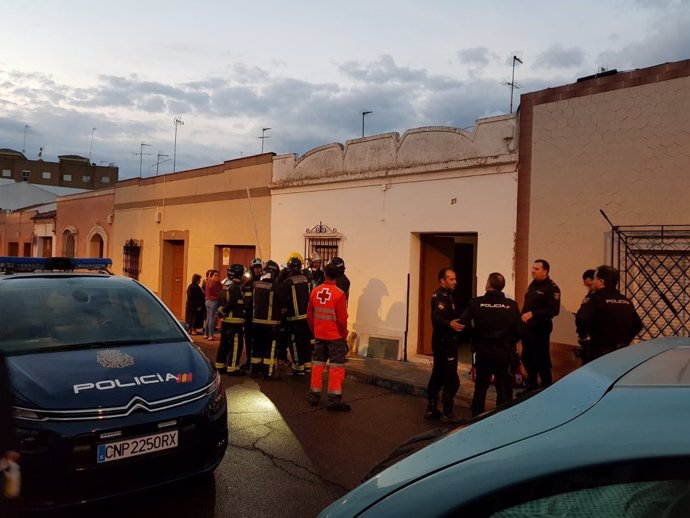 Derrumbe de vivienda en Almendralejo