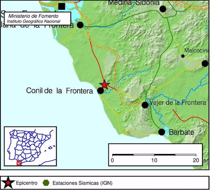 Terremoto de magnitud 4 con epicentro en Conil de la Frontera (Cádiz)
