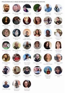 Precandidatos a ser cabeza de lista en Podemos Asturies