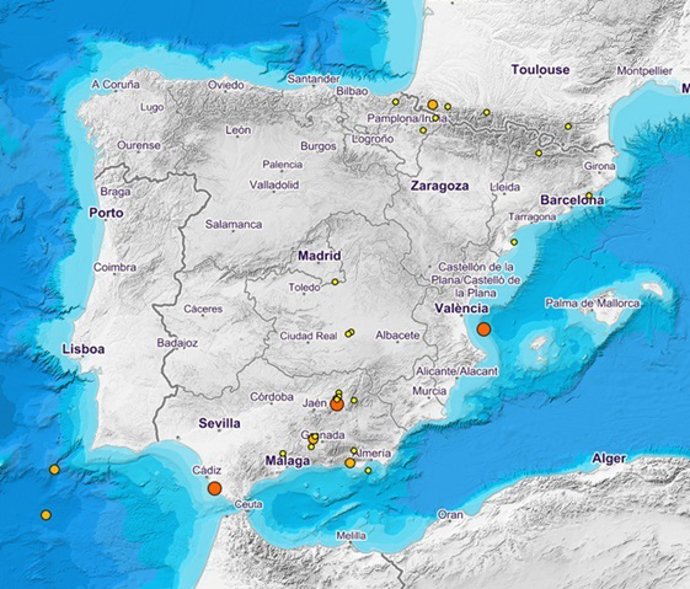 Mapa terremotos España
