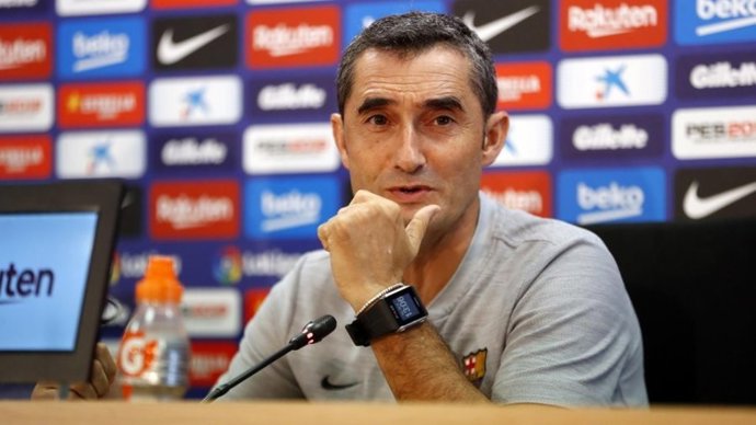 El entrenador del FC Barcelona, Ernesto Valverde, en rueda de prensa