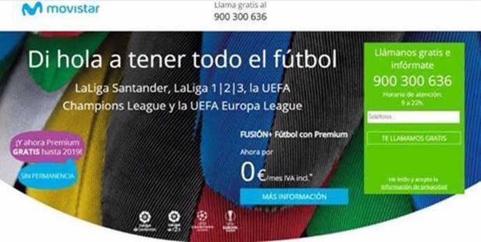 Publicidad Fusión +, Fútbol y Premium de Movistar