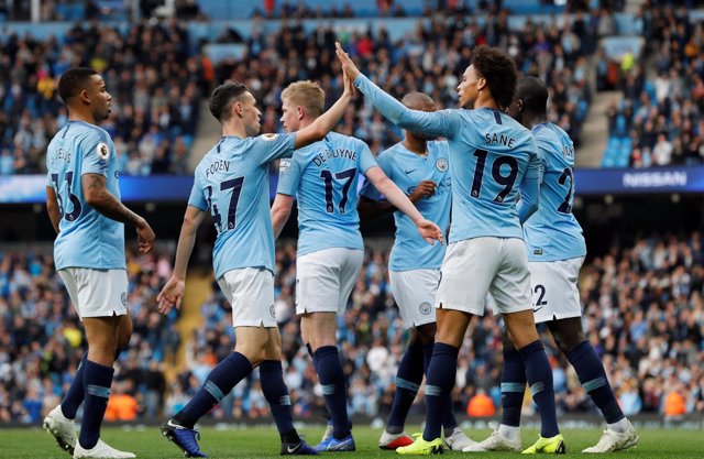 El Manchester City celebra un gol en el Estadio de Manchester