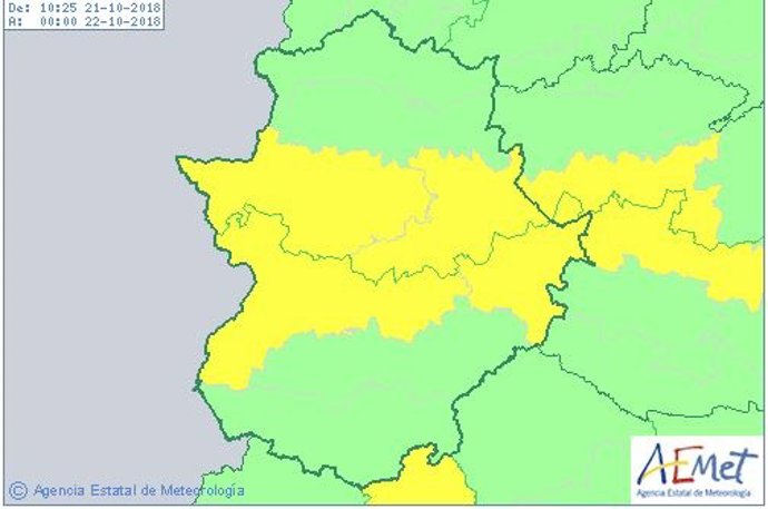 Avisos por lluvias en Extremadura