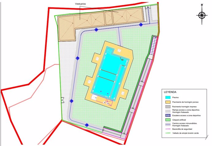 Plano de la piscina para la barriada de El Higueral