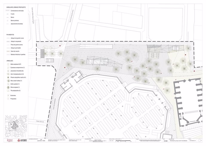 Plano de regeneración de la plaza Ciudad de Brujas de València